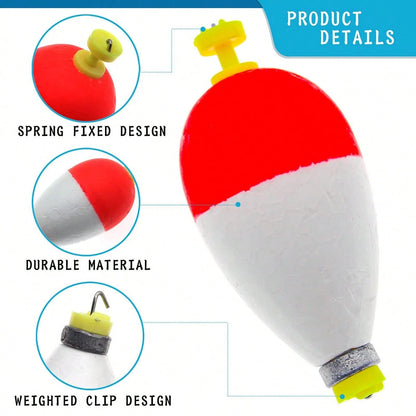 Fishing Bobbers Floats Set Foam Float Weighted Bobbers Fishing Push Button Bobbers Spring Oval Fishing Floats Fishing Bobbers Assortment