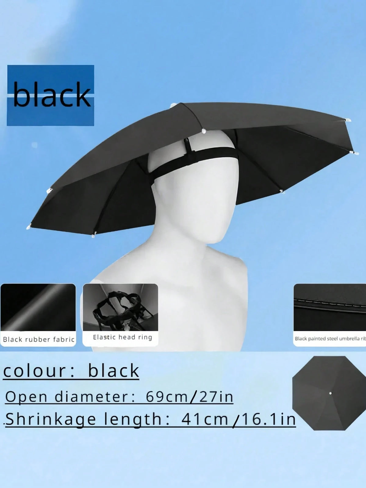 Fishing Umbrella Hat Lightweight Head Umbrella Hats Hands-Free Foldable Hat All-Weather Protection Hands-Free Design For Women & Men For Outdoor Fishing Hiking Camping Gardening Farming Adventures Out
