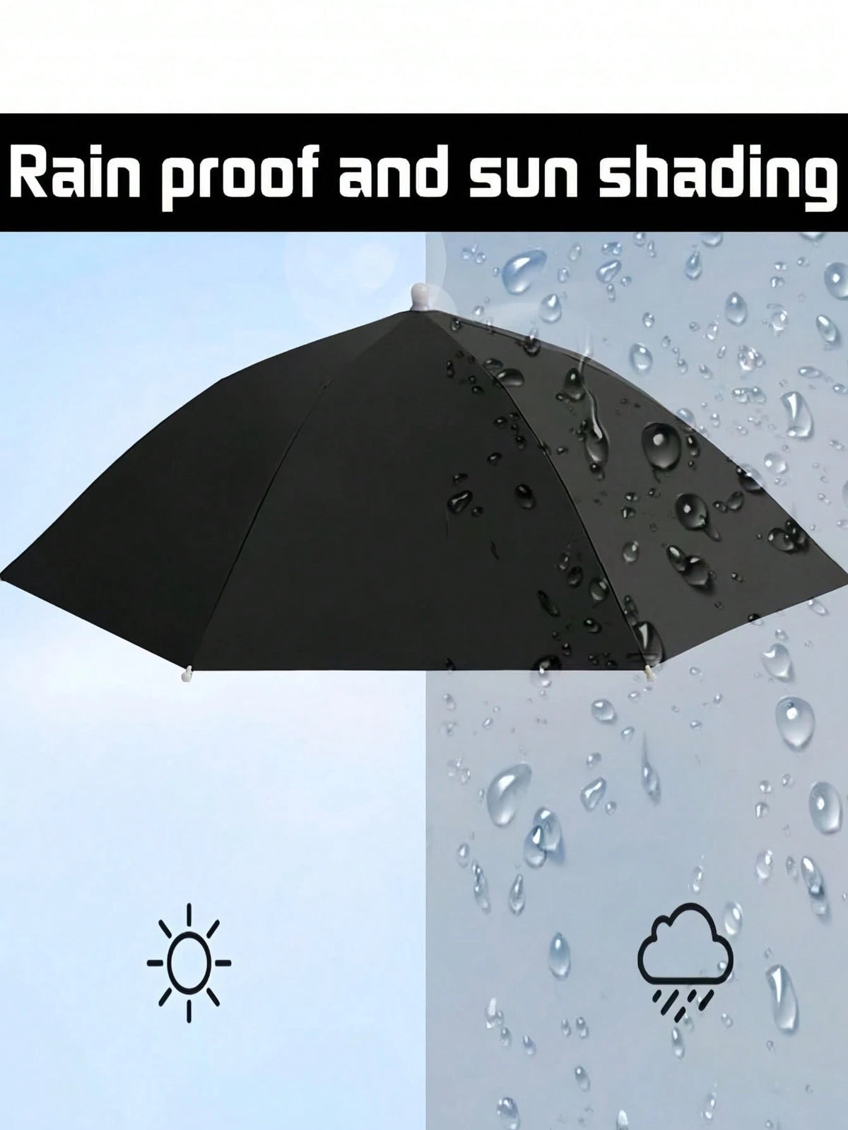 Fishing Umbrella Hat Lightweight Head Umbrella Hats Hands-Free Foldable Hat All-Weather Protection Hands-Free Design For Women & Men For Outdoor Fishing Hiking Camping Gardening Farming Adventures Out