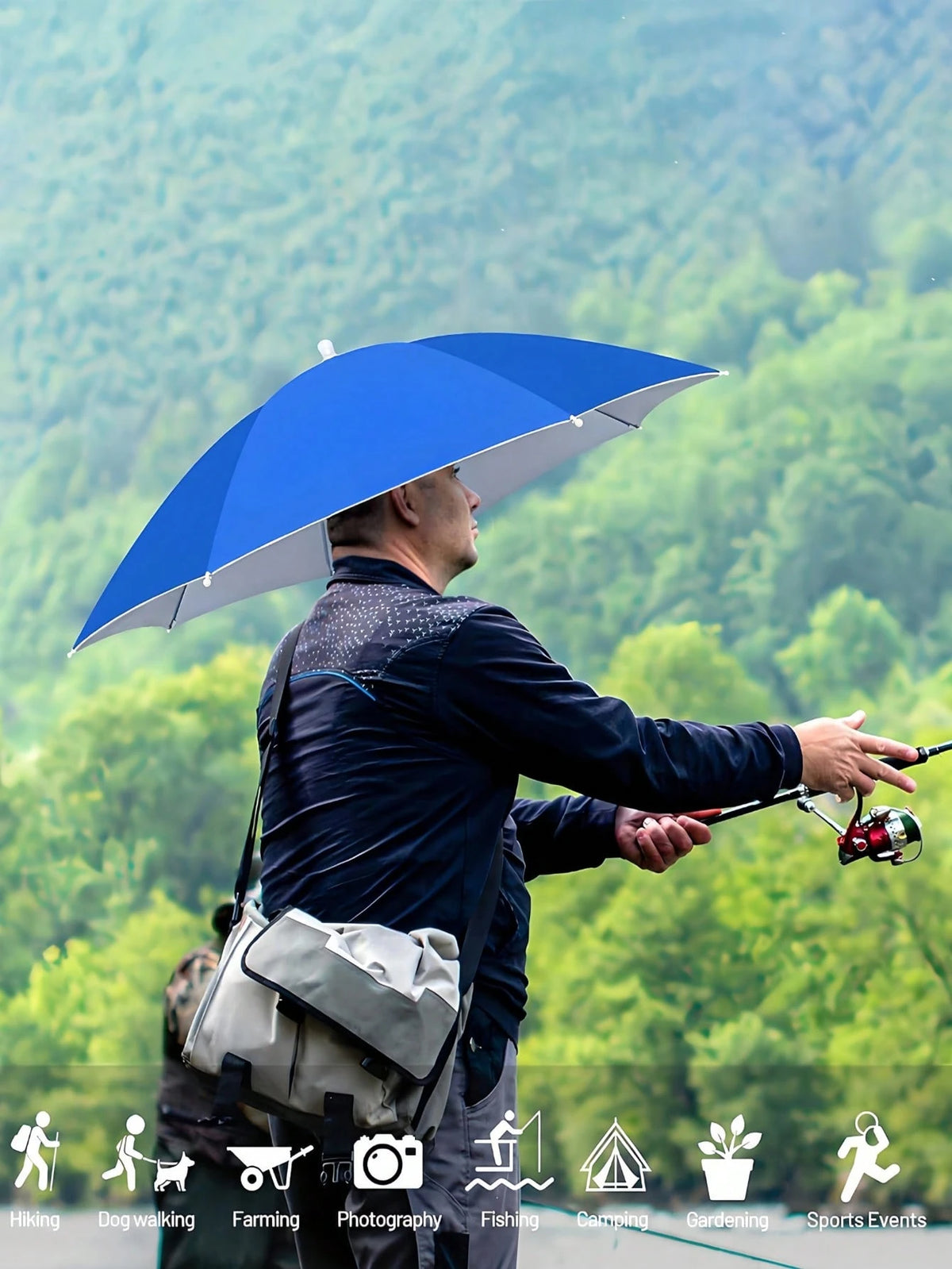 Fishing Umbrella Hat Lightweight Head Umbrella Hats Hands-Free Foldable Hat All-Weather Protection Hands-Free Design For Women & Men For Outdoor Fishing Hiking Camping Gardening Farming Adventures Out