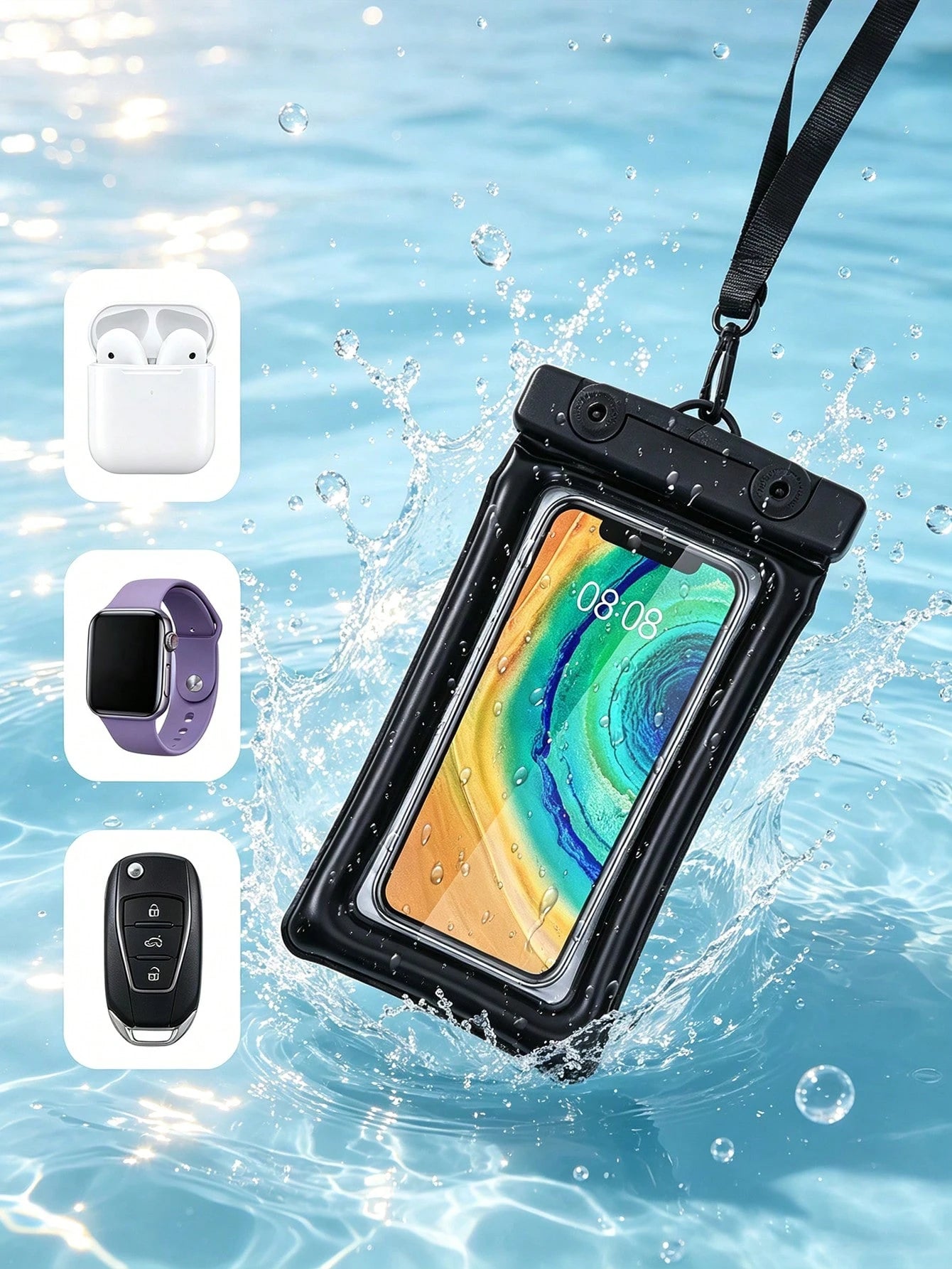 Floating Waterproof Phone Case With Lanyard, Compatible With IPhone 17 Pro/17 Pro Max/17/16/15 Pro/15/14/13 Pro Max, Android And All Other Smartphones, Waterproof Storage Bag For Swimming, Beach, Kaya
