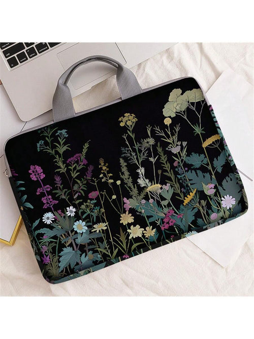 Floral Pattern Printed Laptop Sleeve, Laptop Case Accessory, Soft Laptop Bag, Soft Laptop Sleeve, Laptop Cover, Zippered Laptop Sleeve, Best Choice For School, Business And Office Gifts, Portable Digi