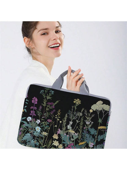 Floral Pattern Printed Laptop Sleeve, Laptop Case Accessory, Soft Laptop Bag, Soft Laptop Sleeve, Laptop Cover, Zippered Laptop Sleeve, Best Choice For School, Business And Office Gifts, Portable Digi