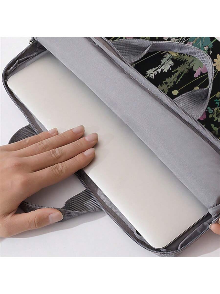 Floral Pattern Printed Laptop Sleeve, Laptop Case Accessory, Soft Laptop Bag, Soft Laptop Sleeve, Laptop Cover, Zippered Laptop Sleeve, Best Choice For School, Business And Office Gifts, Portable Digi