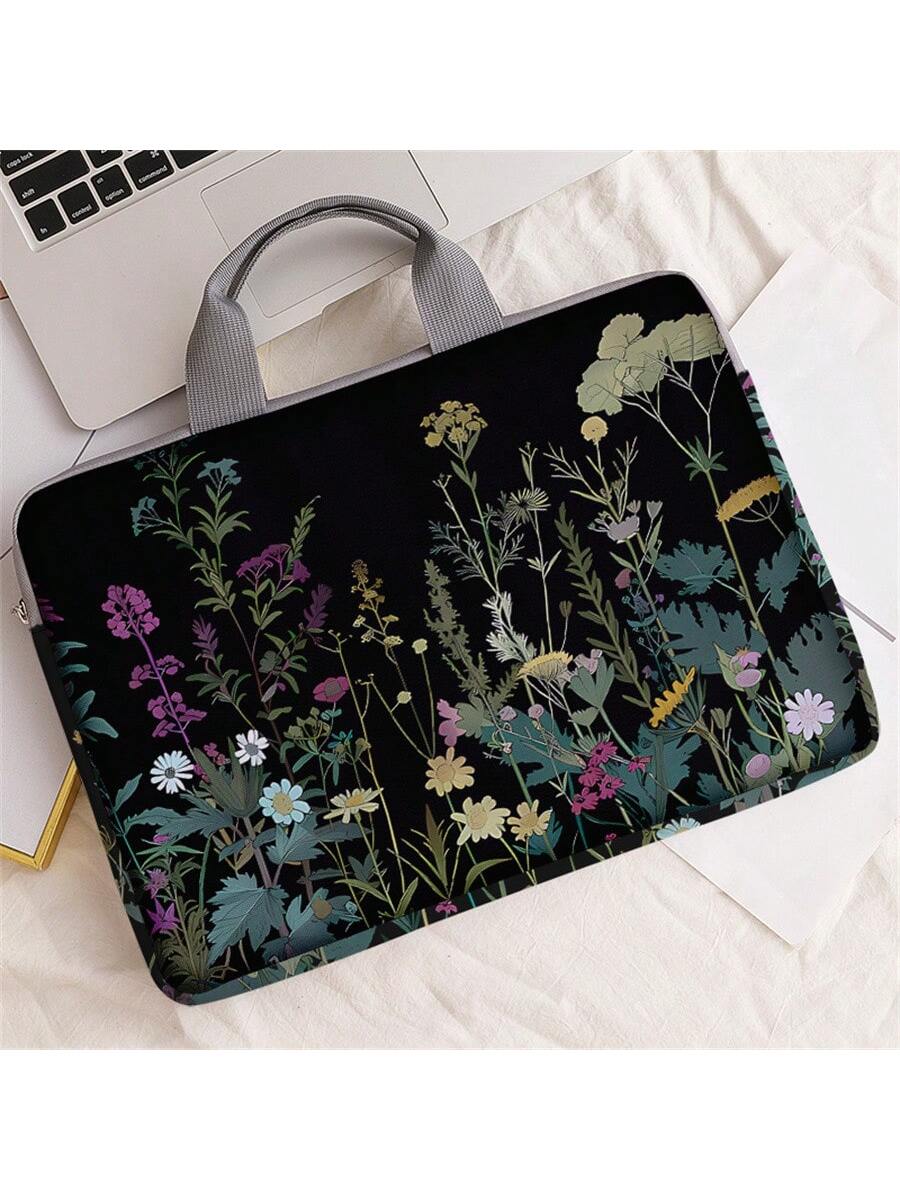 Floral Pattern Printed Laptop Sleeve, Laptop Case Accessory, Soft Laptop Bag, Soft Laptop Sleeve, Laptop Cover, Zippered Laptop Sleeve, Best Choice For School, Business And Office Gifts, Portable Digi