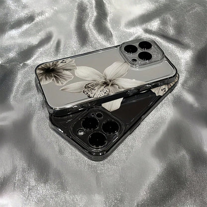 Flower 1pc Transparent Minimalist Space Case Lens Protection Anti-Drop Floral Pattern Phone Case, Suitable For IPhone 16 Pro Max, 17/16/15/14 Plus, 13/12/11, Air