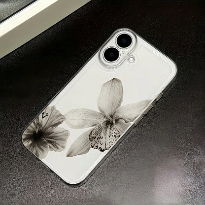 Flower 1pc Transparent Minimalist Space Case Lens Protection Anti-Drop Floral Pattern Phone Case, Suitable For IPhone 16 Pro Max, 17/16/15/14 Plus, 13/12/11, Air