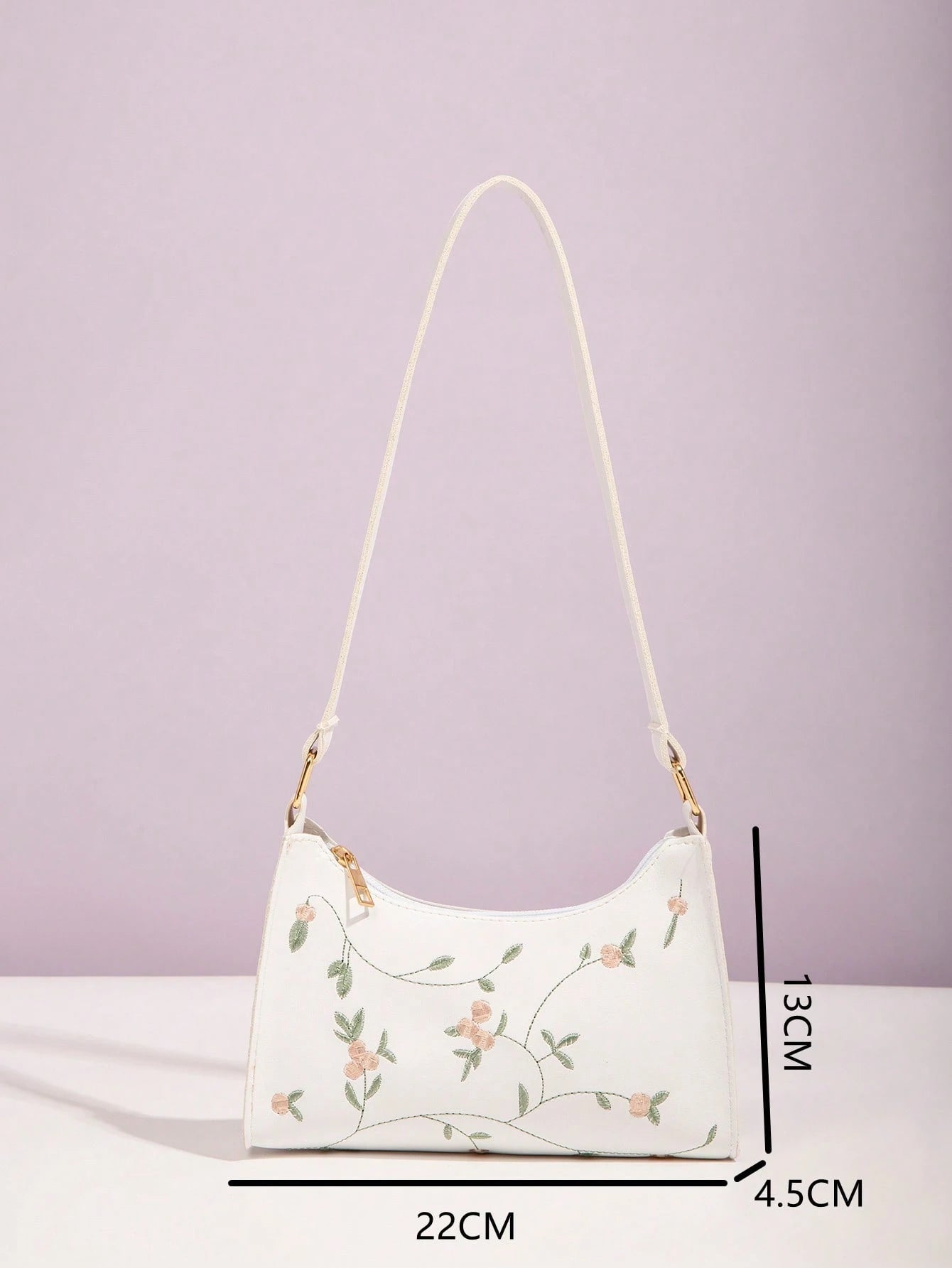 Flower Embroidery Square Crossbody Bag, White, Fashionable For Women Portable Leather Bag Holiday For Women