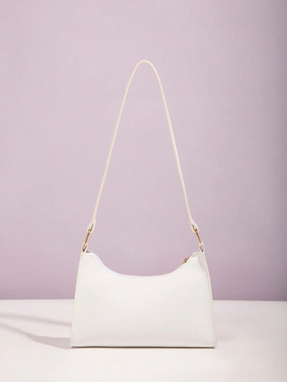 Flower Embroidery Square Crossbody Bag, White, Fashionable For Women Portable Leather Bag Holiday For Women