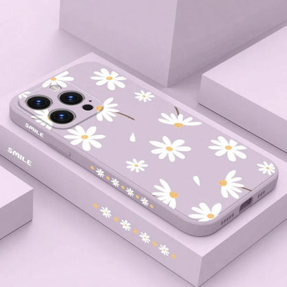 Flower Purple Silicone Fashion Shockproof White Daisy Flower Pattern Soft Case Compatible With IPhone/ Galaxy/Honor Spring Gift International Version Not The Domestic Version Birthday