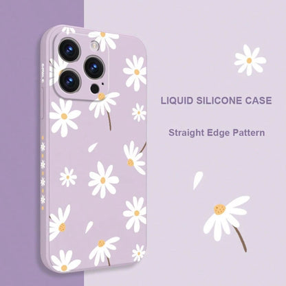Flower Purple Silicone Fashion Shockproof White Daisy Flower Pattern Soft Case Compatible With IPhone/ Galaxy/Honor Spring Gift International Version Not The Domestic Version Birthday