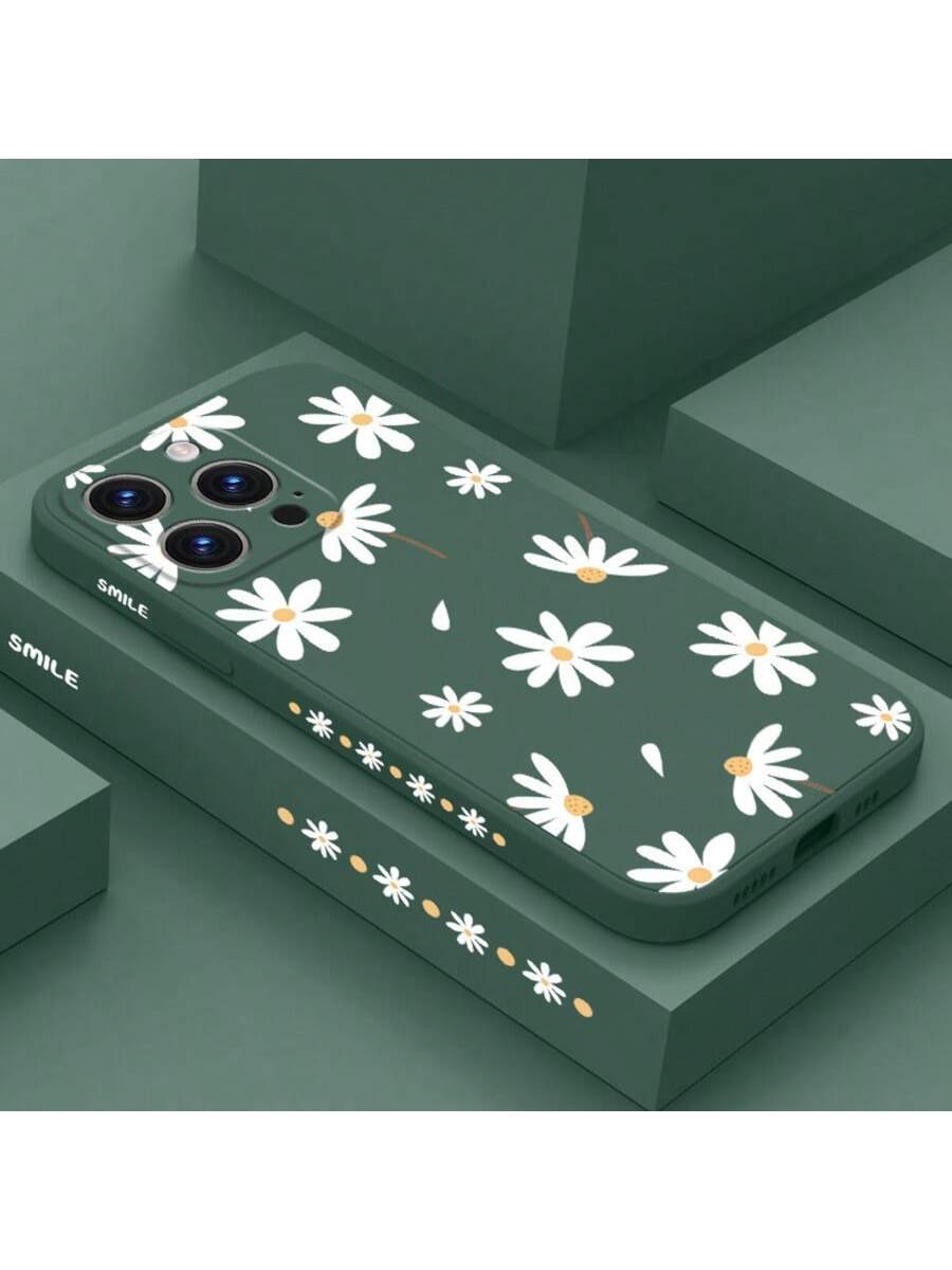 Flower Purple Silicone Fashion Shockproof White Daisy Flower Pattern Soft Case Compatible With IPhone/ Galaxy/Honor Spring Gift International Version Not The Domestic Version Birthday