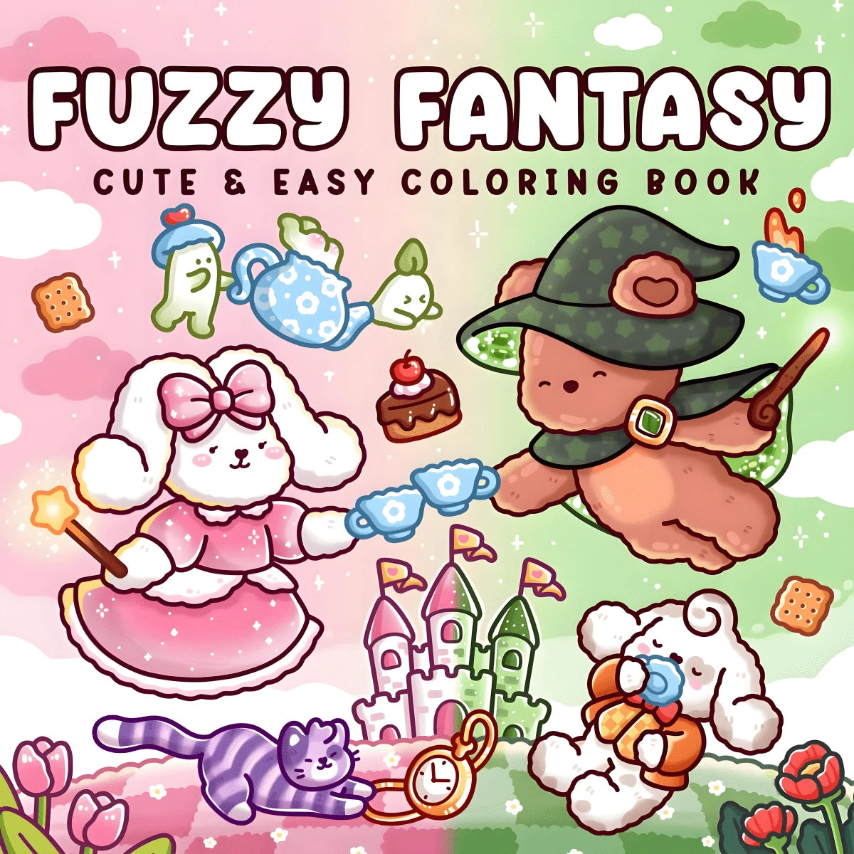 Fluffy Fantasy: Adult And Teen Coloring Book Featuring Adorable Animals In Whimsical Scenes, Helpful For Stress Relief. Great As Easter, Mother's Day, Father's Day, Back To School, And Birthday Gifts.