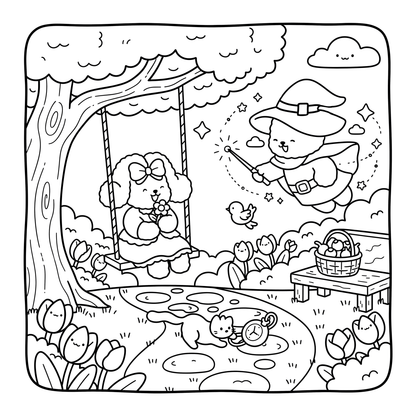 Fluffy Fantasy: Adult And Teen Coloring Book Featuring Adorable Animals In Whimsical Scenes, Helpful For Stress Relief. Great As Easter, Mother's Day, Father's Day, Back To School, And Birthday Gifts.