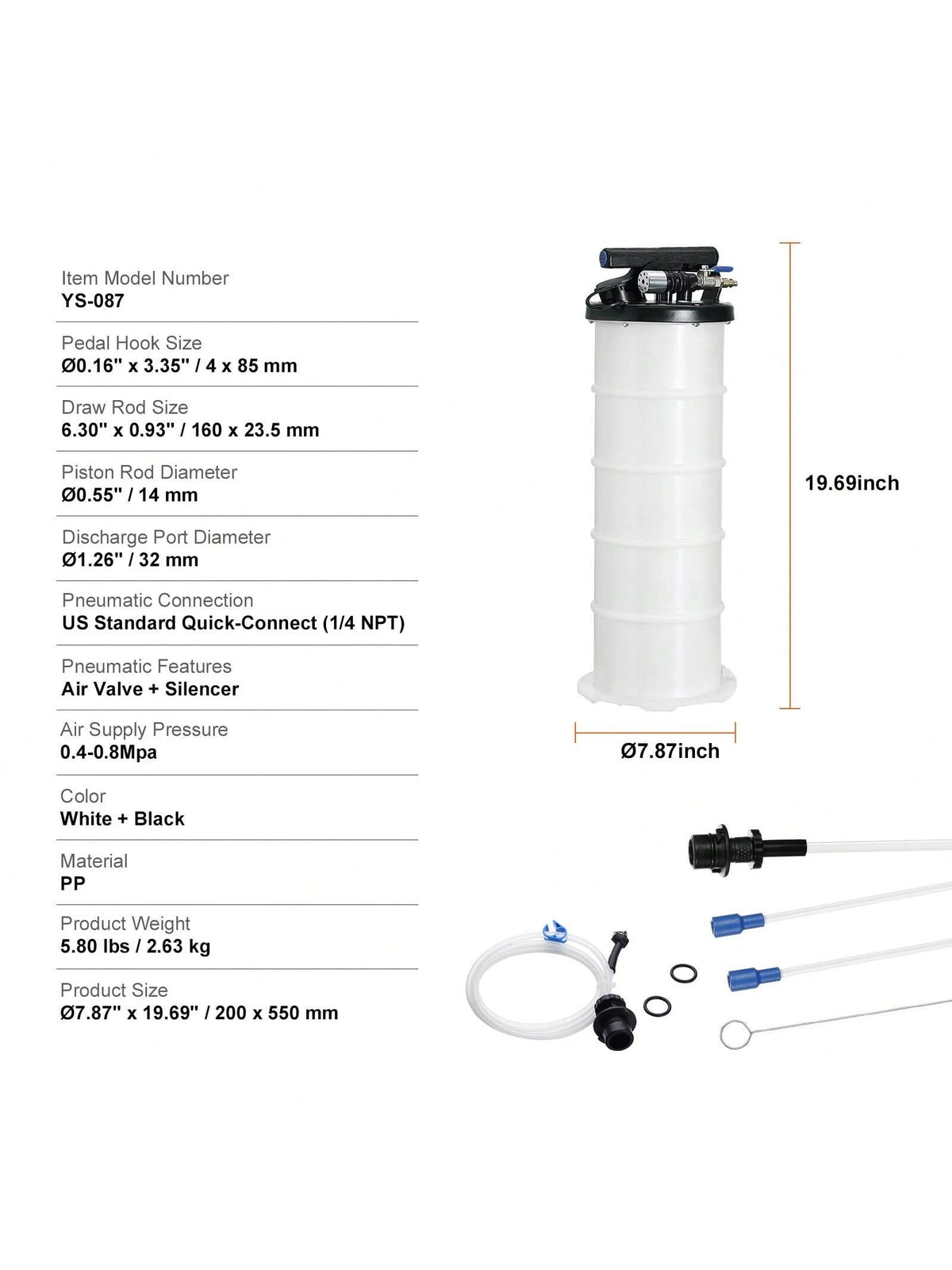 Fluid Extractor, 1.74-4 Gallons, Pneumatic/Manual Hand-Operated Oil Changer Vacuum Fluid Extractor With Dipstick And Suction Hose, Oil Extractor Change Pump For Automotive Fluids Vacuum Evacuation