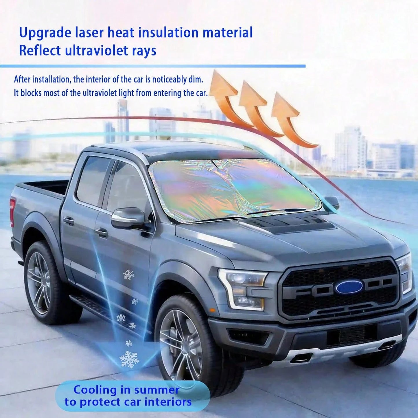 ️Foldable 210T Reflective Car Windshield Sun Shade UV‑Block Sun Visor Keep Vehicle Cool Universal Fit For Car SUV Truck Summer Accessory