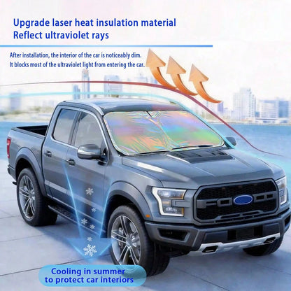 ️Foldable 210T Reflective Car Windshield Sun Shade UV‑Block Sun Visor Keep Vehicle Cool Universal Fit For Car SUV Truck Summer Accessory