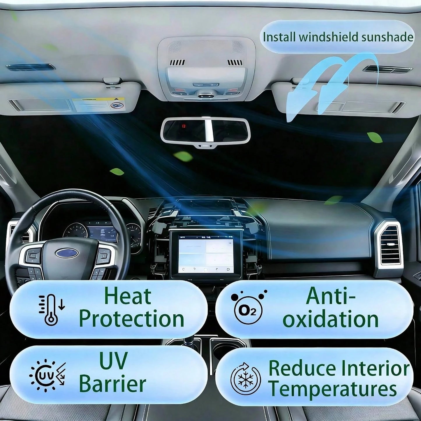 ️Foldable 210T Reflective Car Windshield Sun Shade UV‑Block Sun Visor Keep Vehicle Cool Universal Fit For Car SUV Truck Summer Accessory