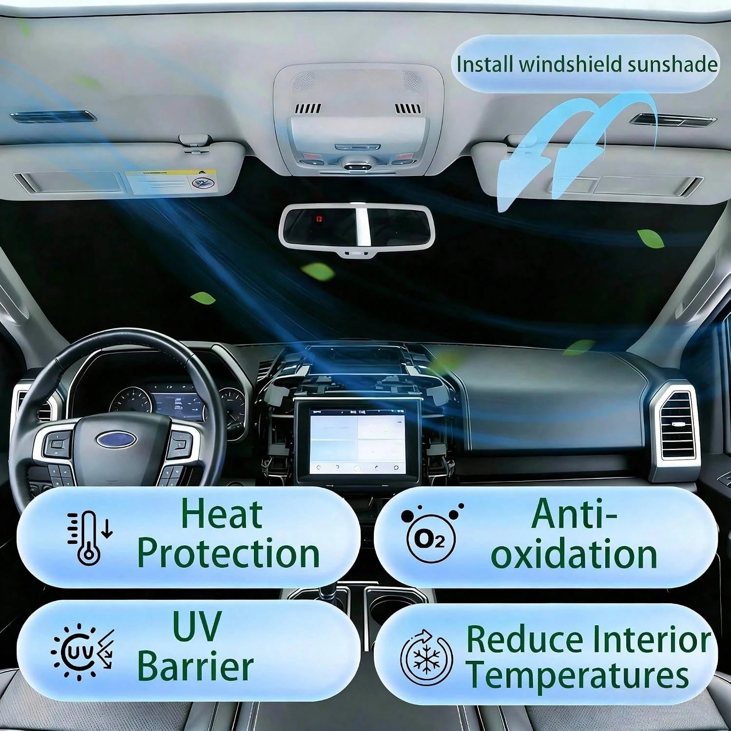 ️Foldable 210T Reflective Car Windshield Sun Shade UV‑Block Sun Visor Keep Vehicle Cool Universal Fit For Car SUV Truck Summer Accessory