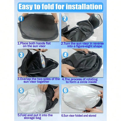 ️Foldable 210T Reflective Car Windshield Sun Shade UV‑Block Sun Visor Keep Vehicle Cool Universal Fit For Car SUV Truck Summer Accessory