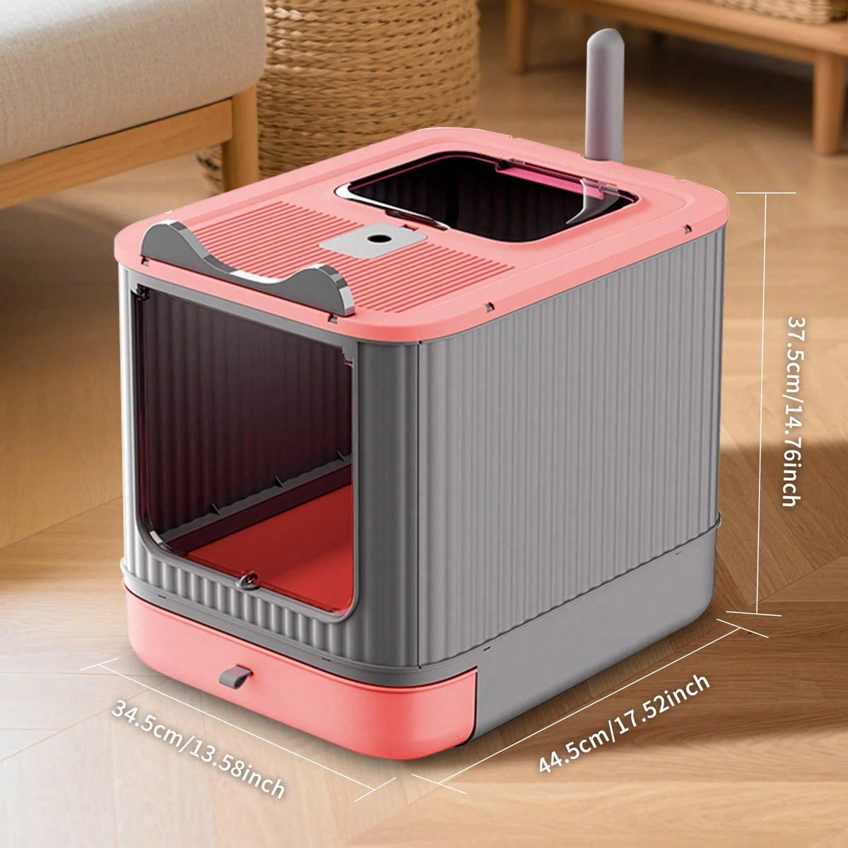 Foldable Cat Litter Box, Fully Enclosed Litter Box With Lid, Covered Kitty Kitten Litter Boxes Enclosure With Scoop, Odor Control, Easy To Clean, 3 Modes For Cat Up To 12 Lbs(White&Pink)