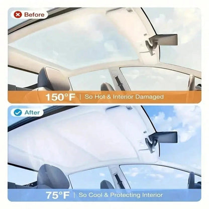 Foldable Glass Roof Nano Sun Screen, Full UV & Infrared Blocking, Road Trip & Daily Commute Car Skylight Protector, For Compact Sedan 2019~2026 UV Reflection Heat Blocking Shade