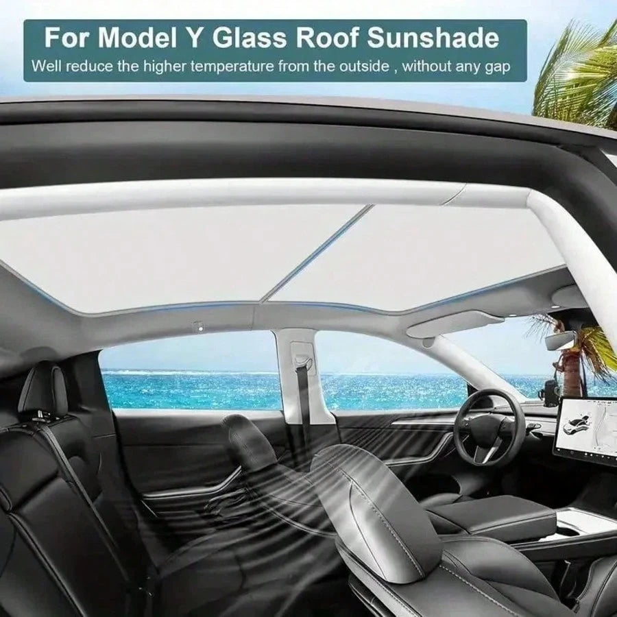 Foldable Glass Roof Nano Sun Screen, Full UV & Infrared Blocking, Road Trip & Daily Commute Car Skylight Protector, For Compact Sedan 2019~2026 UV Reflection Heat Blocking Shade