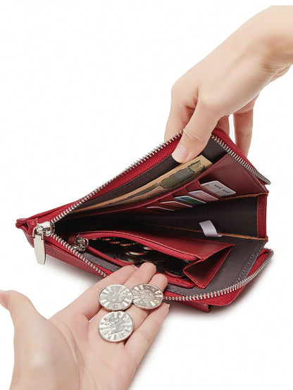 FOREVER MIYIN Minimalist Ladies Crossbody Phone Wallet, Solid Litchi Texture, Detachable Strap, Multi Card Slot Coin Pocket For Daily Travel Use