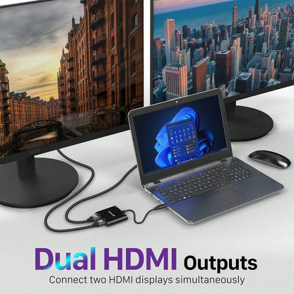 Fosmon USB C Hub, USB C To Dual HDMI Adapter 4k@30Hz, HDMI Splitter, PD 3.0 Charging Port Up To 100W Compatible With Thunderbolt