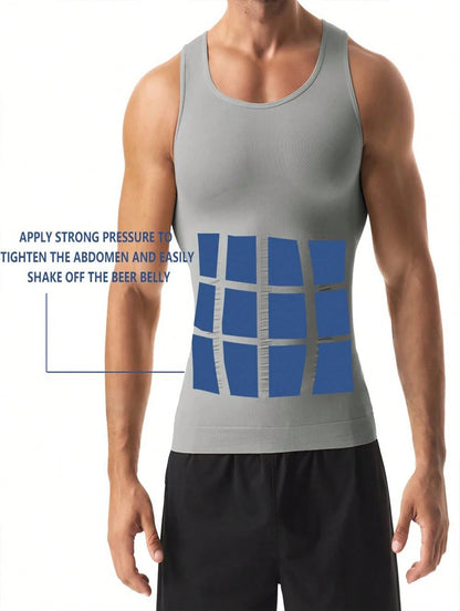 Four Colors Men's Shapewear Vest- A Tight Fitting Shirt For Shapingand Back Support, With Abdominal Control, Made Ofbreathable Nylon Material