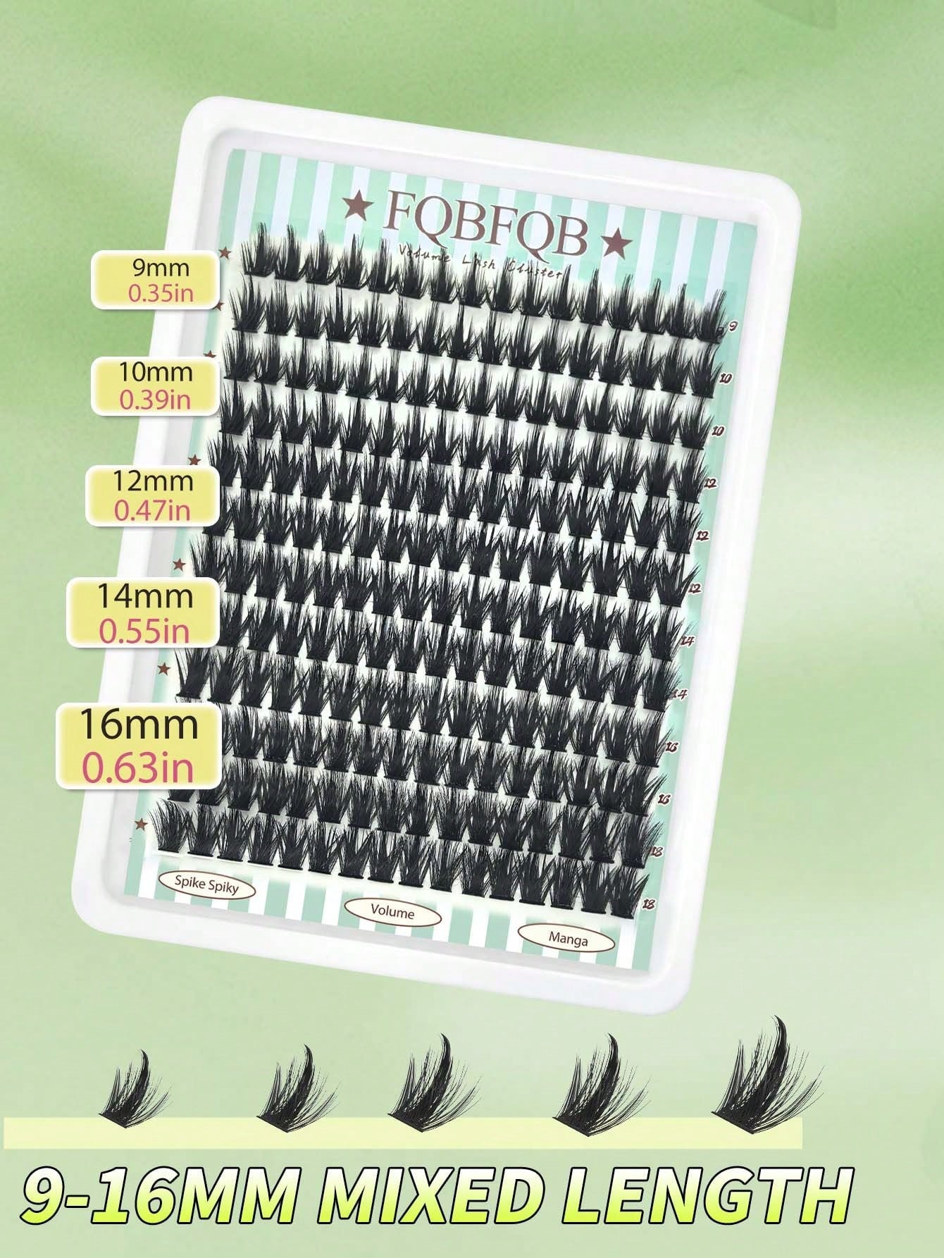 FQBFQB 192pcs Spiky Eyelash Extensions, 9-18mm Mixed Length, Fairy Eyelash Clusters, Single Thick Pointed Tip Eyelash Extensions For DIY, Cartoon Eyelash Extensions, Thick Eyelashes