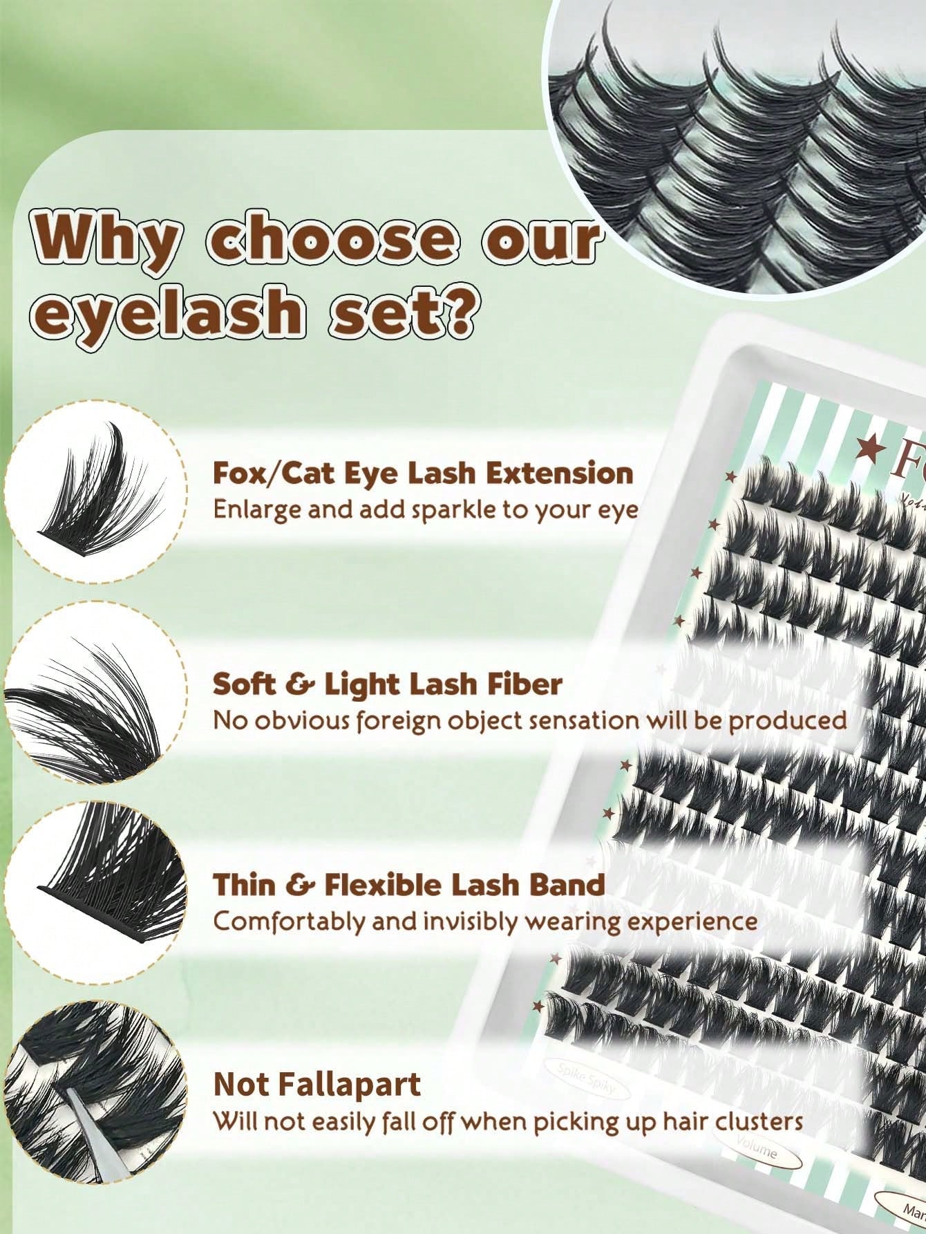 FQBFQB 192pcs Spiky Eyelash Extensions, 9-18mm Mixed Length, Fairy Eyelash Clusters, Single Thick Pointed Tip Eyelash Extensions For DIY, Cartoon Eyelash Extensions, Thick Eyelashes