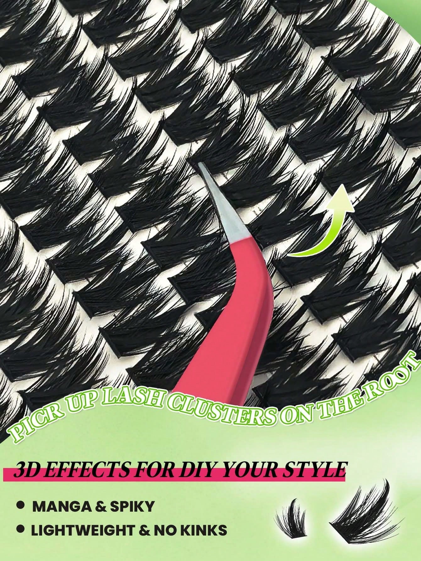 FQBFQB 192pcs Spiky Eyelash Extensions, 9-18mm Mixed Length, Fairy Eyelash Clusters, Single Thick Pointed Tip Eyelash Extensions For DIY, Cartoon Eyelash Extensions, Thick Eyelashes