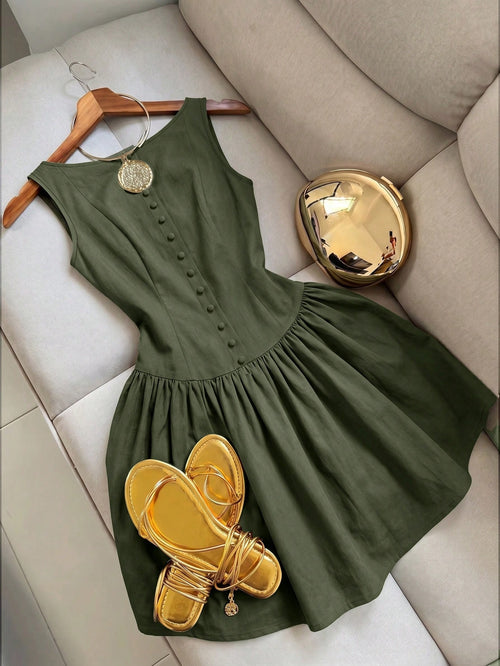 Franclia 2026 Women's Vintage Sleeveless Spaghetti Strap Mini Dress, Elegant Summer Outfit