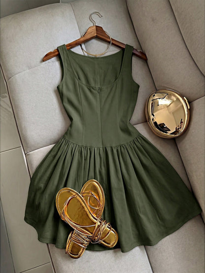 Franclia 2026 Women's Vintage Sleeveless Spaghetti Strap Mini Dress, Elegant Summer Outfit