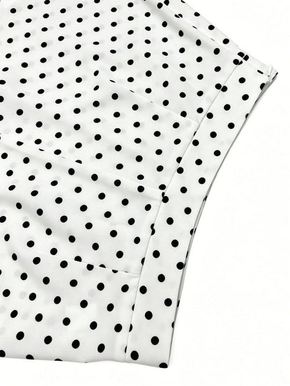 Franclia New Elegant Commuter Fashion Versatile Women's Skirt, Summer, Autumn And Winter For Women Women's White Skirt Polka Dot White Women's Skirt, Women's Commuter Casual Wear Women's Skirt