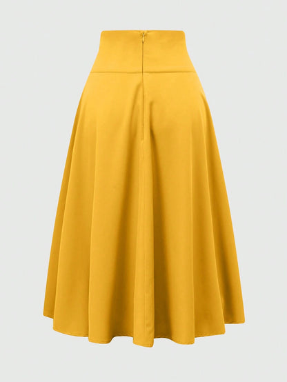 Franclia Women's Solid Color Ruched Waist Skirt, Elegant Burgundy Color Women Skirt