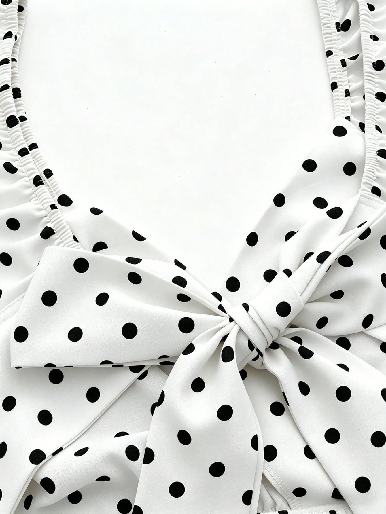 Franclia Women's V-Neck Ruffle Sleeve Pleated Waist Backless Tie Polka Dot Print Dress, Casual Vacation Dress For Spring/Summer