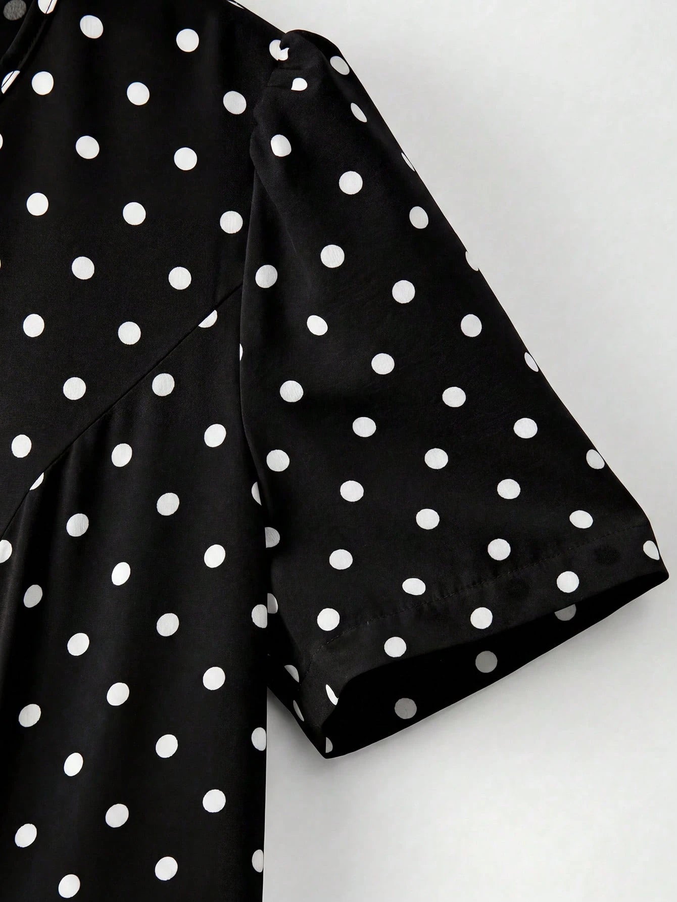 Franclia Women's Woven Black And White Polka Dot Round Neck Short Sleeve A-Line Elegant Vintage Elegant Long Summer Dress Date