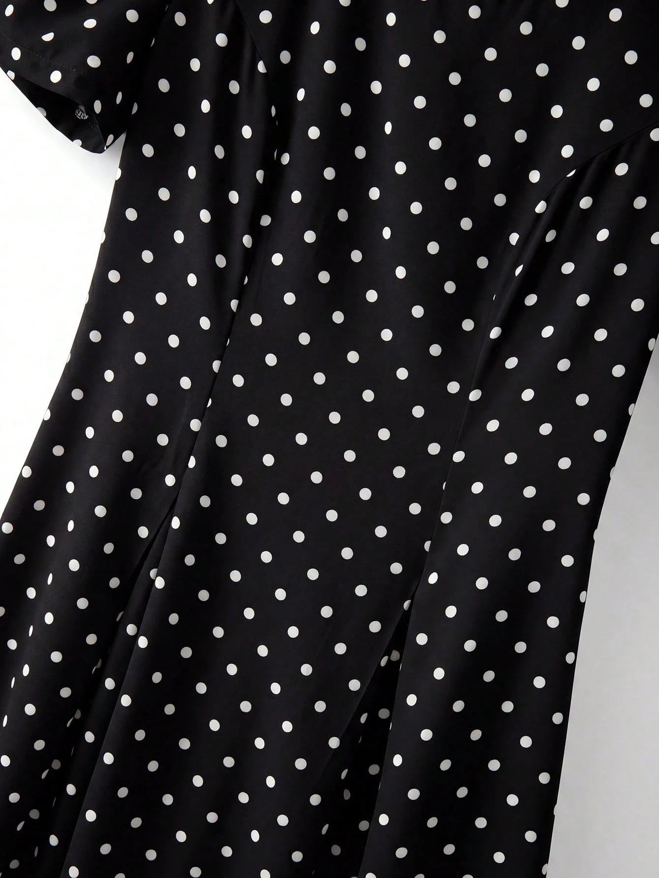 Franclia Women's Woven Black And White Polka Dot Round Neck Short Sleeve A-Line Elegant Vintage Elegant Long Summer Dress Date