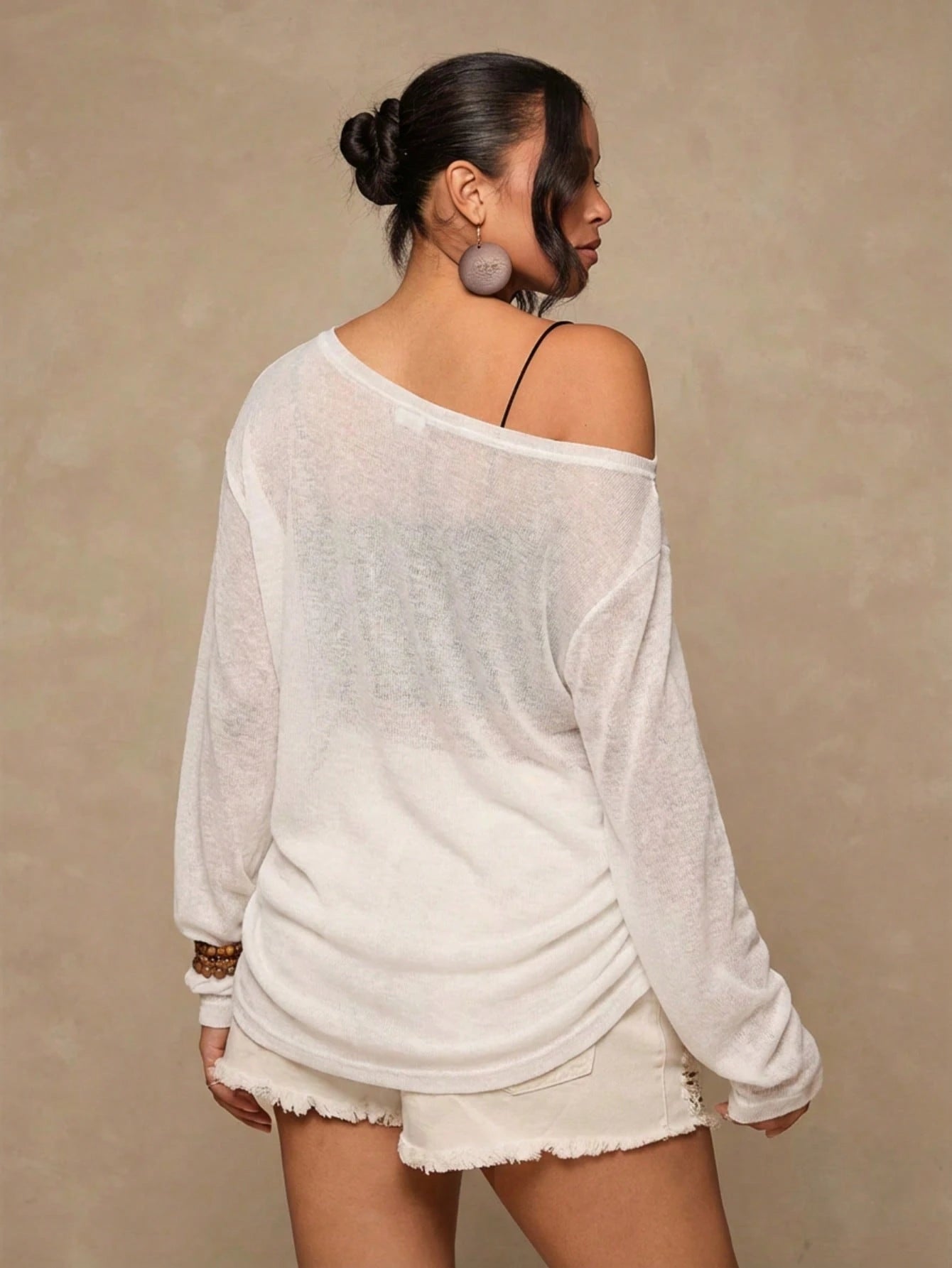 Freevana Plus Size Casual Asymmetric Neck Knit Top, Versatile All-Match T-Shirt For Autumn/Winter One Shoulder Top Plus Asymmetrical Top Plus Fall
