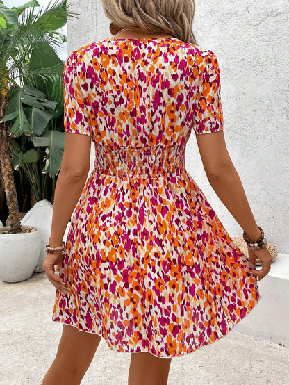 Frenchy Women's Stylish Printed Waist-Cinching Dress With Sleeves A-Line Dress Summer Beach Vacation Holiday Resort