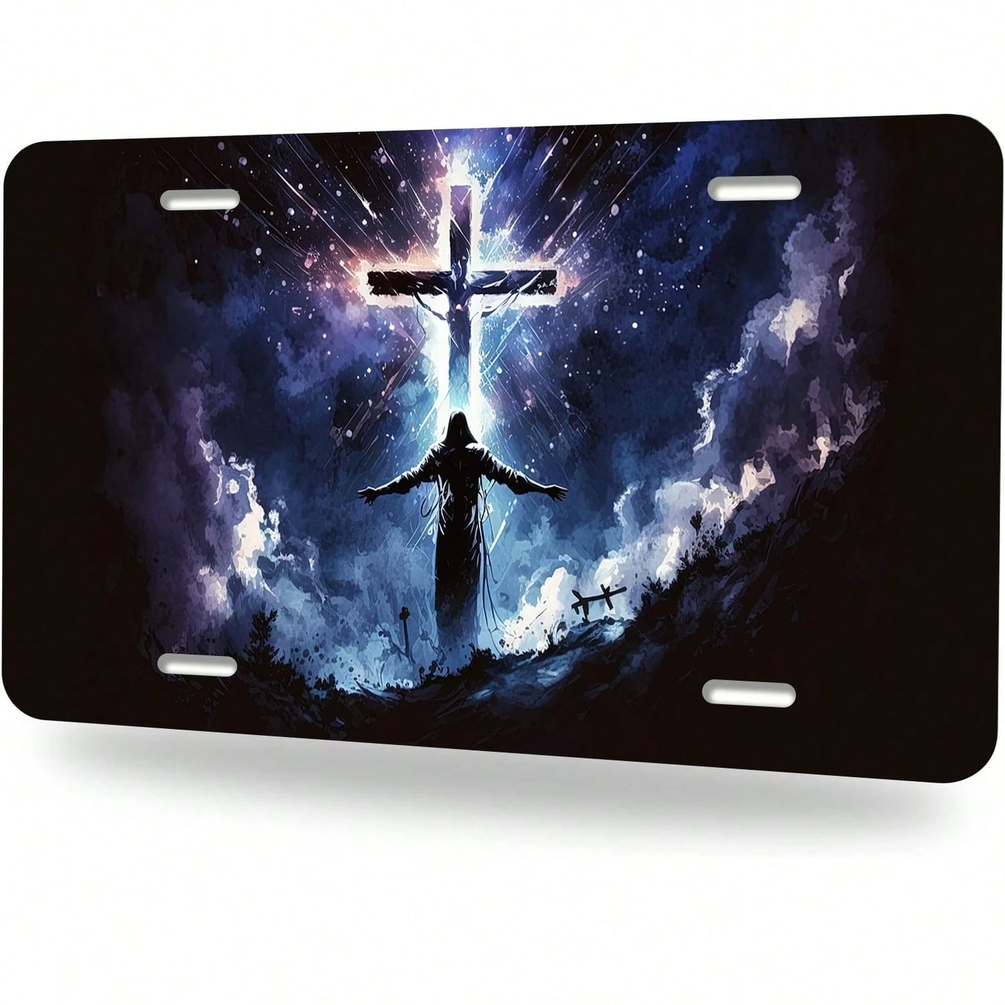 Front License Plate, Blessed Car Decor Accessory Aluminum Metal Rust-Proof US Car Plate Novelty Vanity Tag Cover For Men Women 6 X 12 In Great For Truck, Car, SUV