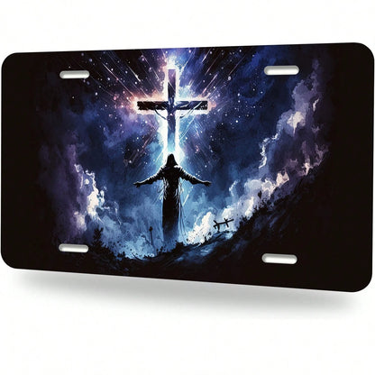 Front License Plate, Blessed Car Decor Accessory Aluminum Metal Rust-Proof US Car Plate Novelty Vanity Tag Cover For Men Women 6 X 12 In Great For Truck, Car, SUV