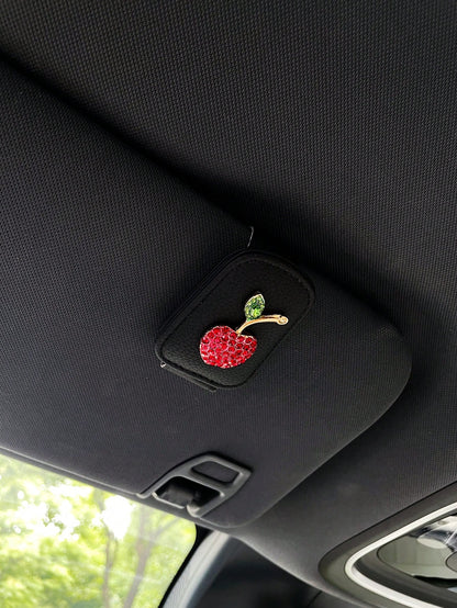 Fruit Car Fashion Glasses Clip Glasses Holder Sun Visor Fashion Glasses Car Fashion Glasses Clip Multifunctional Card Clip Storage Clip Creative Cherry Strawberry Car Glasses Clip