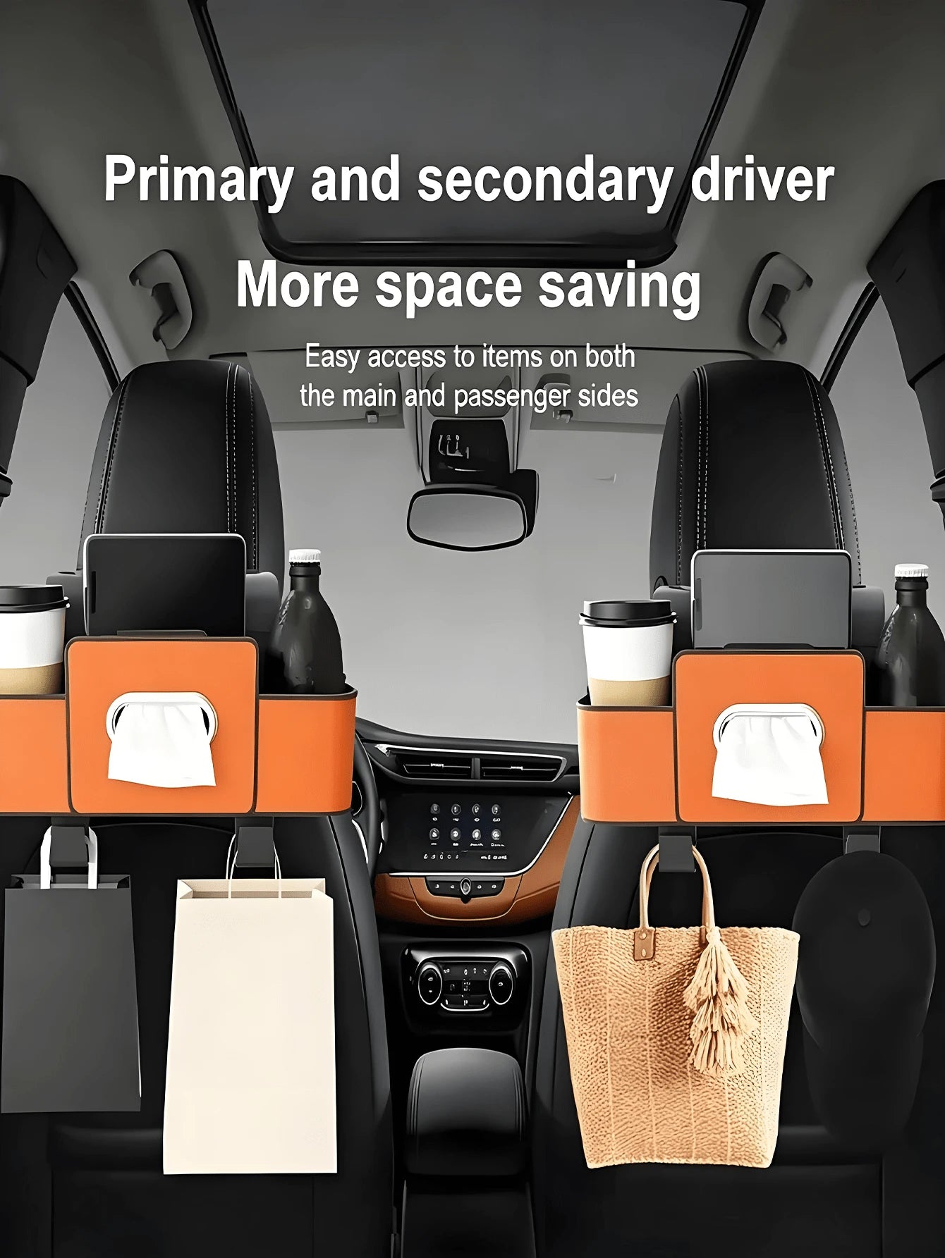 Functional Car Seat Back Organizer With Large Capacity And Metal Trim Detail Wear-Resistant Tissue Box Holder Ideal For Taxi Drivers Sleek Compact Auto Storage Box To Hold Snacks And Wipes In Daily Tr