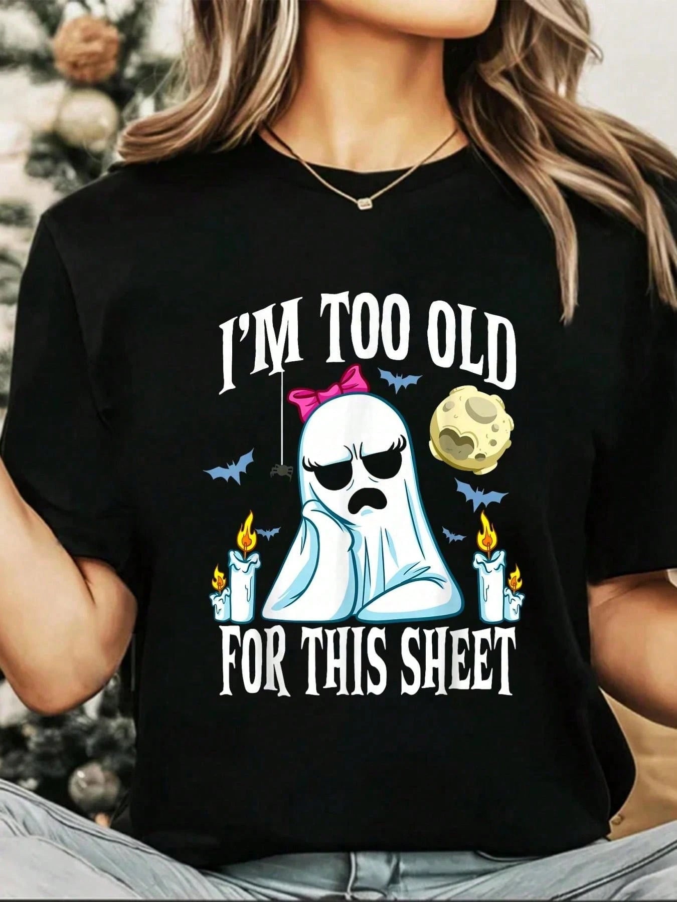 Funny Halloween For Women Ghost Face Costume Adult T-Shirt Halloween Graphic Tee All Season Casual Wear 100% Cotton Soft And Comfortable