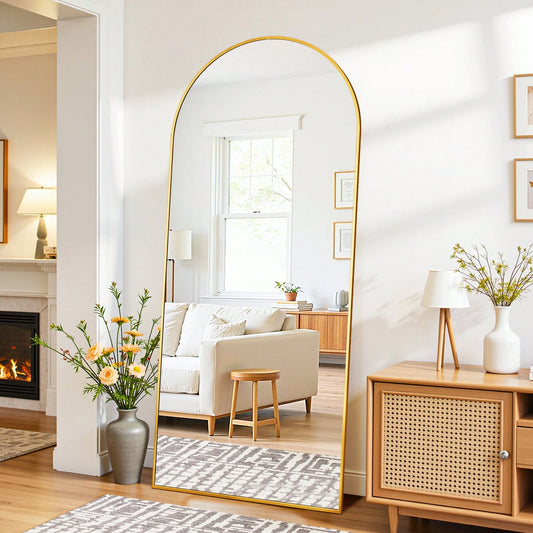 Furnbar Arch Floor Mirror, 58"X19" Full Length Mirror- Freestanding Full Body Mirror With Stand For Bedroom Or Living Room,Amber,Lavender,Persimmon,Pistachio,Sapphire