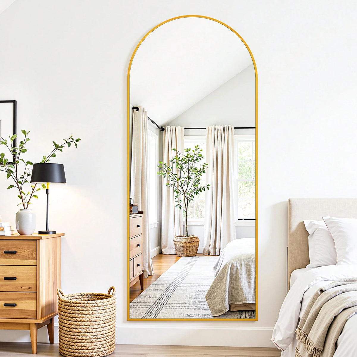 Furnbar Arch Floor Mirror, 58"X19" Full Length Mirror- Freestanding Full Body Mirror With Stand For Bedroom Or Living Room,Amber,Lavender,Persimmon,Pistachio,Sapphire