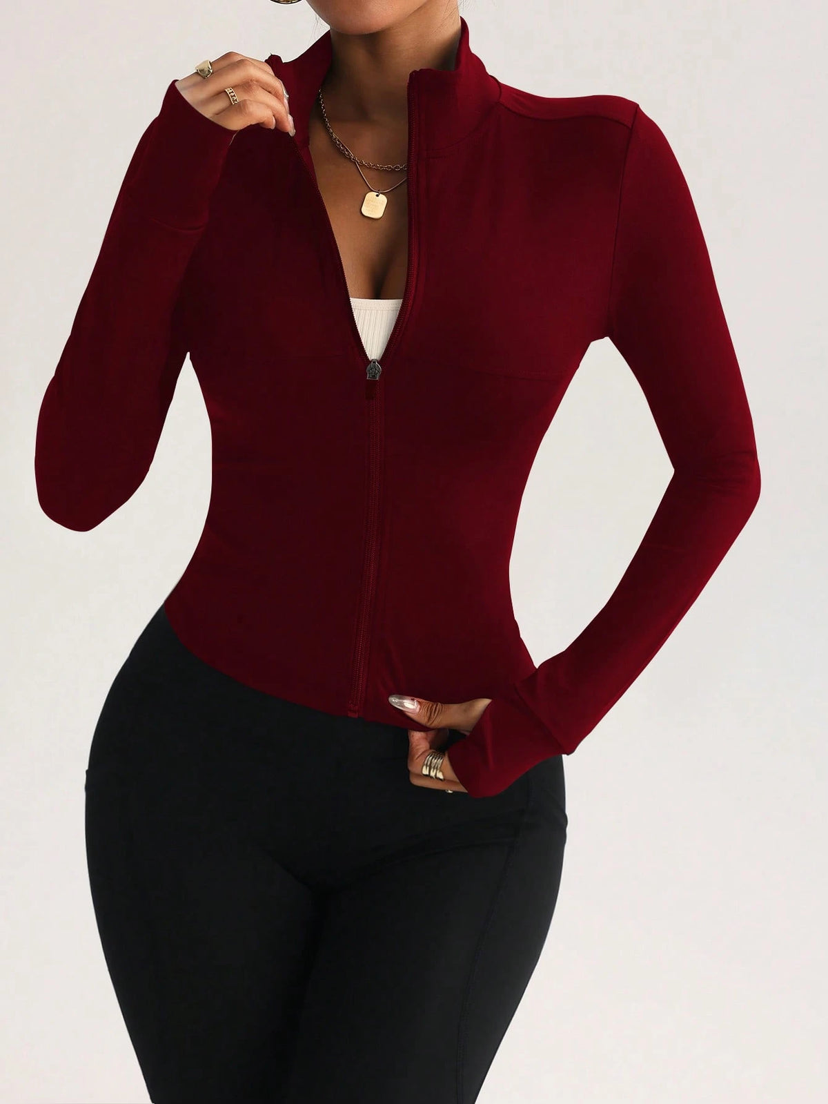 FWH High Turn Rate Slim Waist, Style, Waist-Sculpting Slimming Fitness Retro High-End Street Elegant Sports Jackets